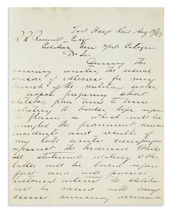 CUSTER, GEORGE ARMSTRONG. Autograph Letter Signed, G.A. Custer / Bt Maj Genl / U.S.A., to New York Citizen Editor Robert Barnhill Roo
